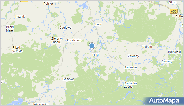 mapa Liski, Liski gmina Banie Mazurskie na mapie Targeo